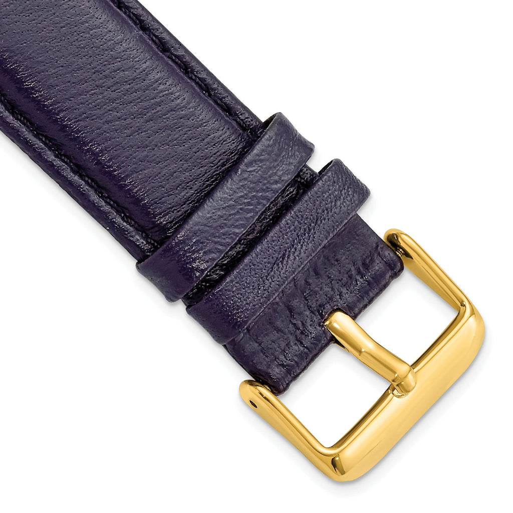 Navy Glove Leather Watch Band in 19mm with Gold-Tone Buckle