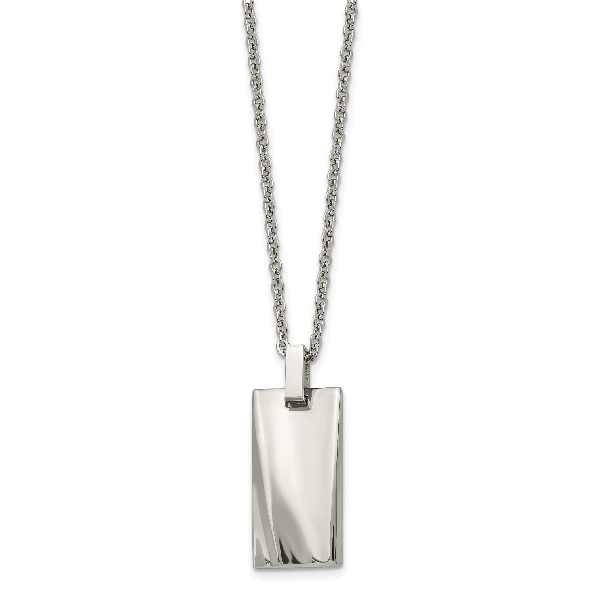 Sophia Jewelers Men's Polished Stainless Steel Concave Pendant Necklace