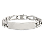 Stainless Steel Polished Figaro Large ID Bracelet for Men