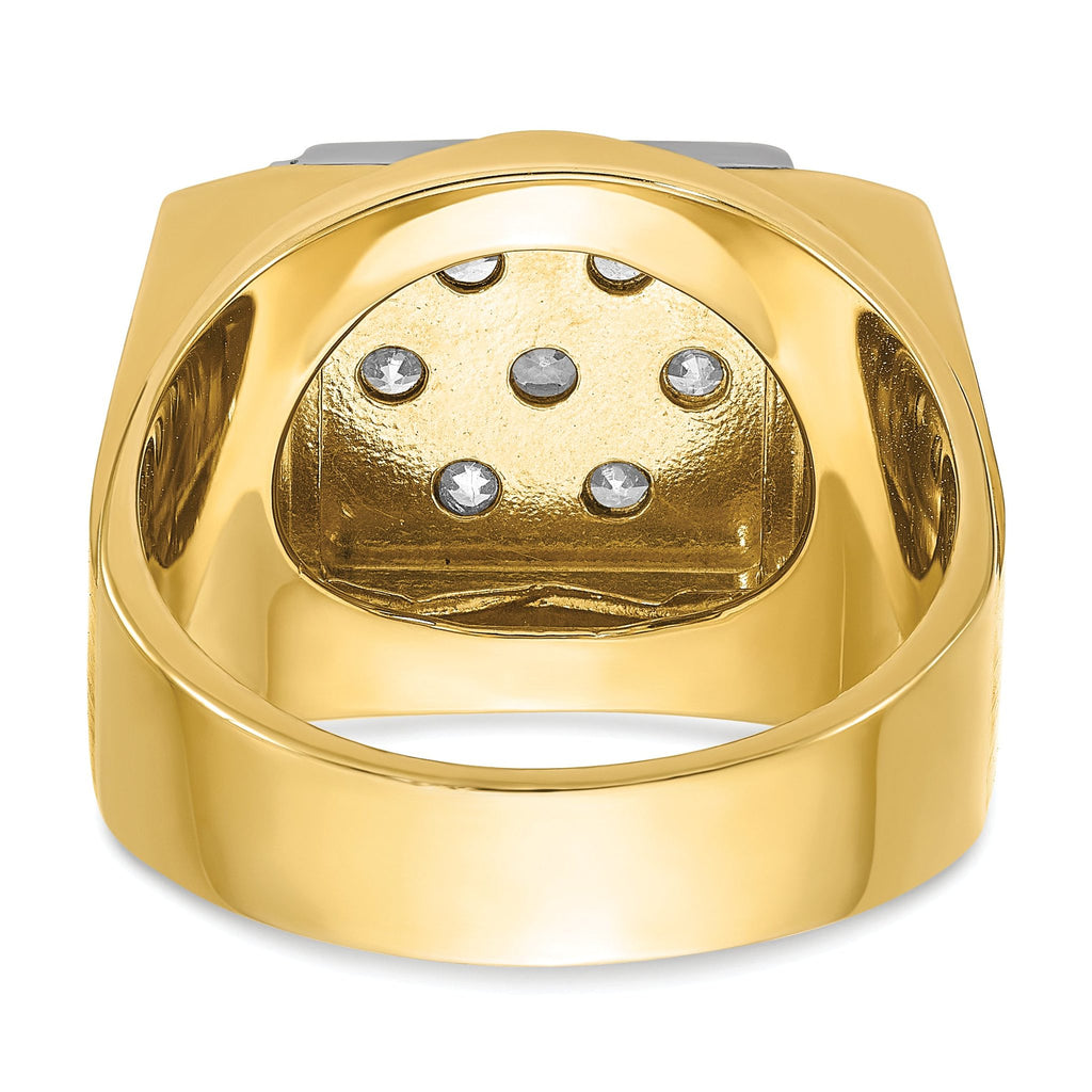 14k Two-tone Men's Polished and Satin 1 1/2 Carat AA Quality Diamond Cluster Ring