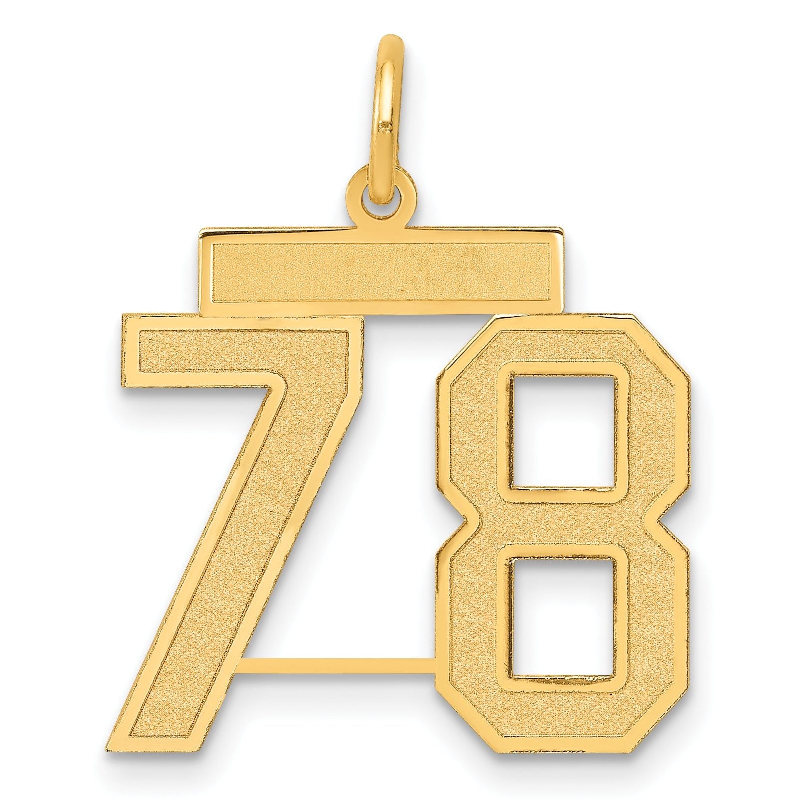14K Gold Satin Finish Number 78 Charm with Brushed Texture Main image