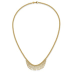 14k Polished and Textured Double Strand Multi Dangle 17 inch Necklace