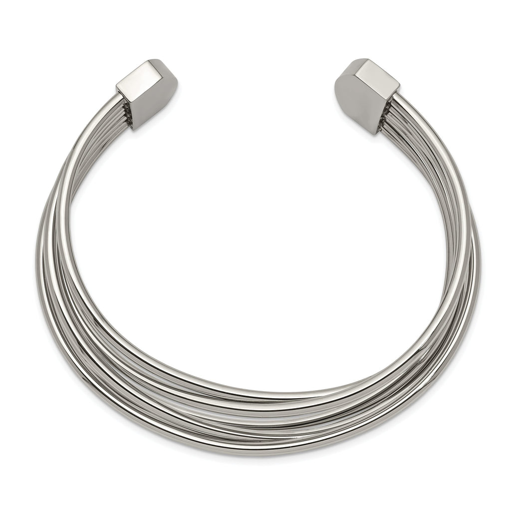 Stainless Steel Polished Twisted 18mm Cuff Bangle Bracelet for Women