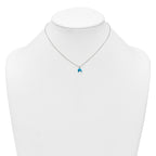 Sterling Silver Polished Blue and Black Enameled Dolphin Childrens 14 inch Necklace and Post Earrings Set