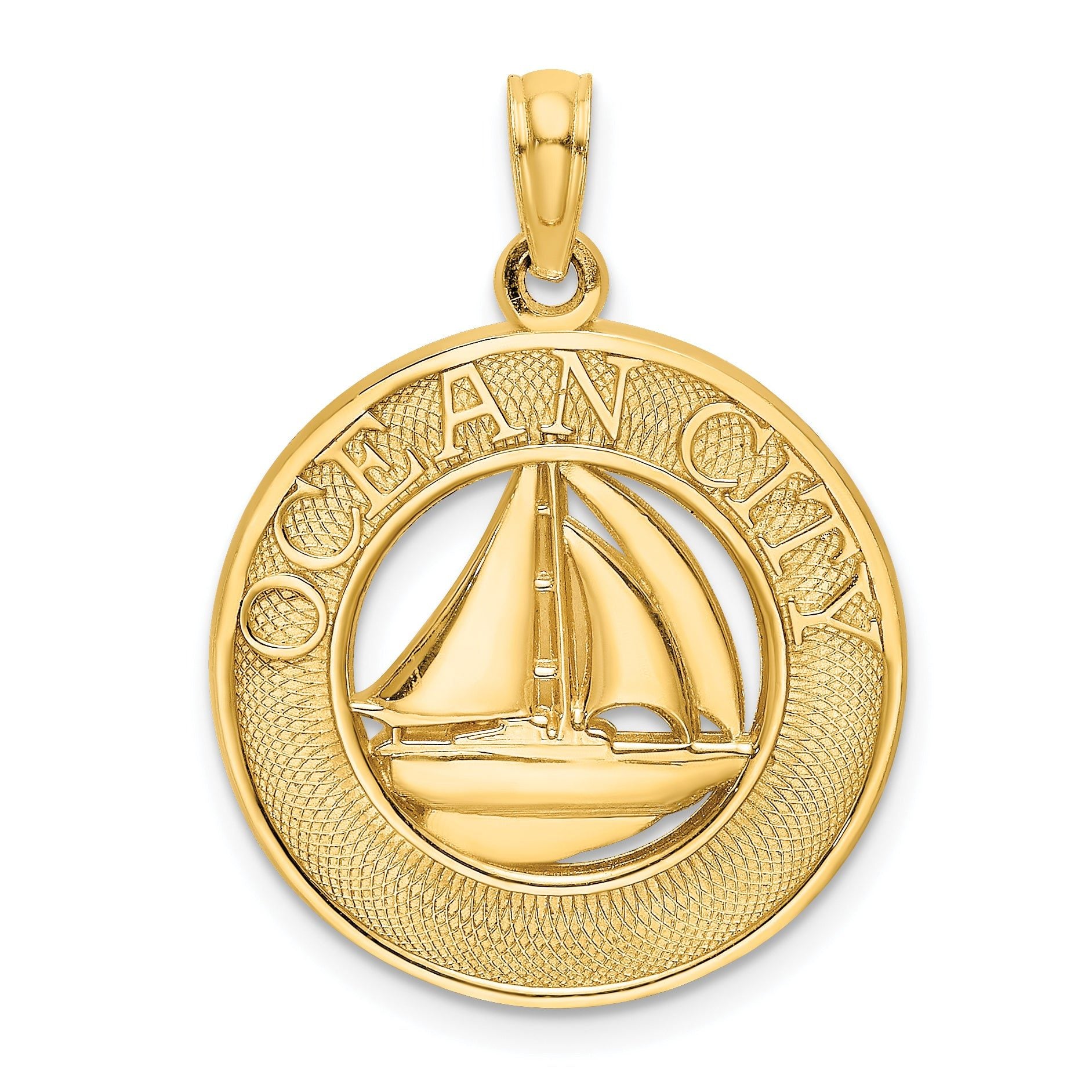 14K OCEAN CITY w/ Sailboat Charm Main image