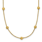 14K Gold Women's Diamond-Cut Beaded Necklace with Polished Finish