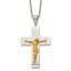 Chisel Stainless Steel Brushed and Polished Yellow IP-plated Crucifix Pendant on a 20 inch Curb Chain Necklace