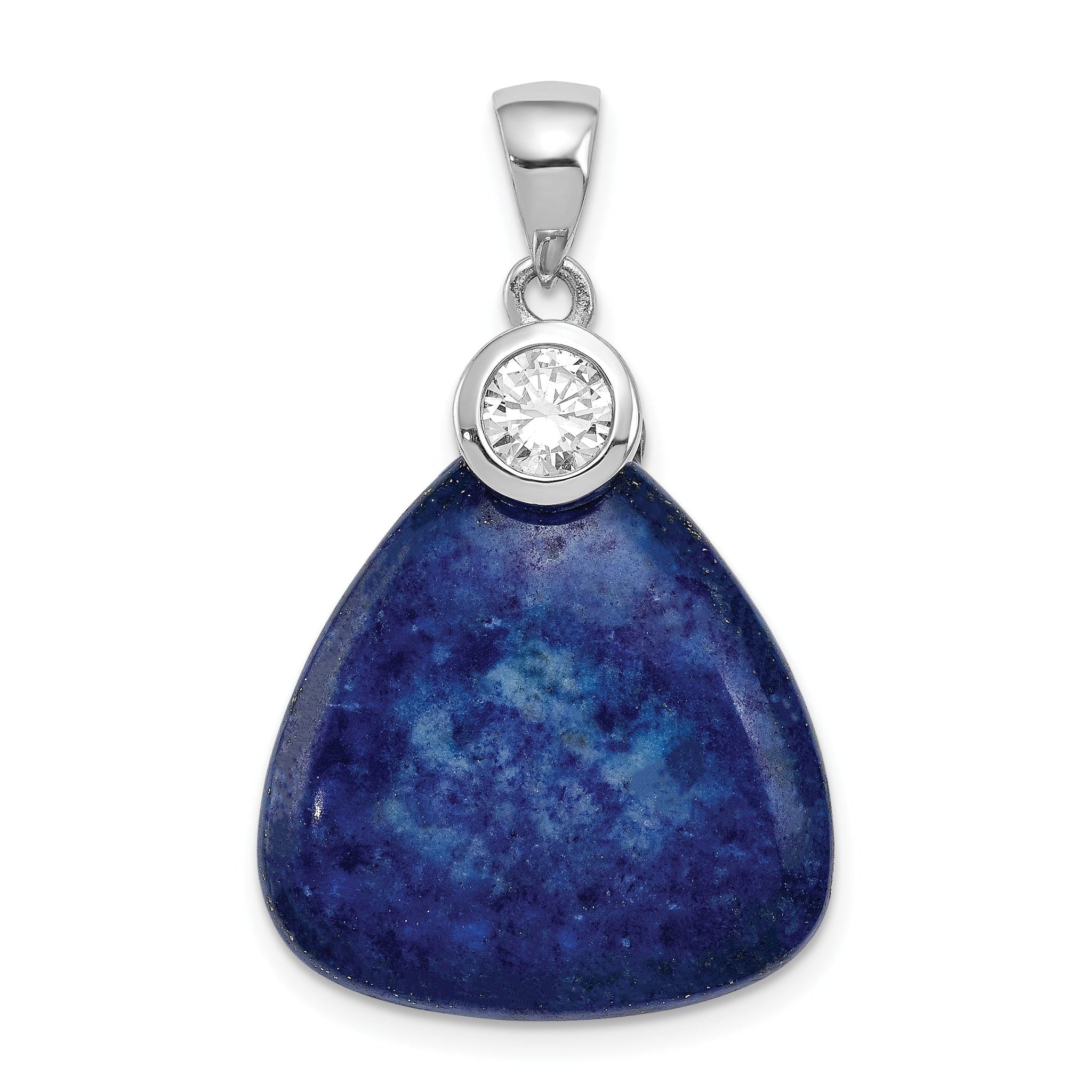 Sterling Silver Rhodium-plated w/CZ and Lapis Lazuli Pendant Main image