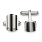 Stainless Steel Black IP-Plated Striped Cuff Links