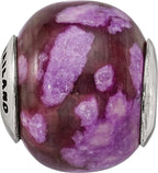 Sterling Silver 925 Bead with Purple Magnesite Stone Polished Finish