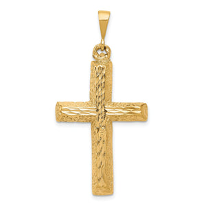 Cross Pendant in 10K Yellow Gold, 45mm Diamond-Cut - Sophia Jewelers