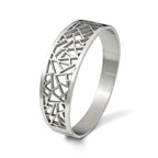 Stainless Steel Polished Geometric Cut-out Hinged Bangle Bracelet for Women