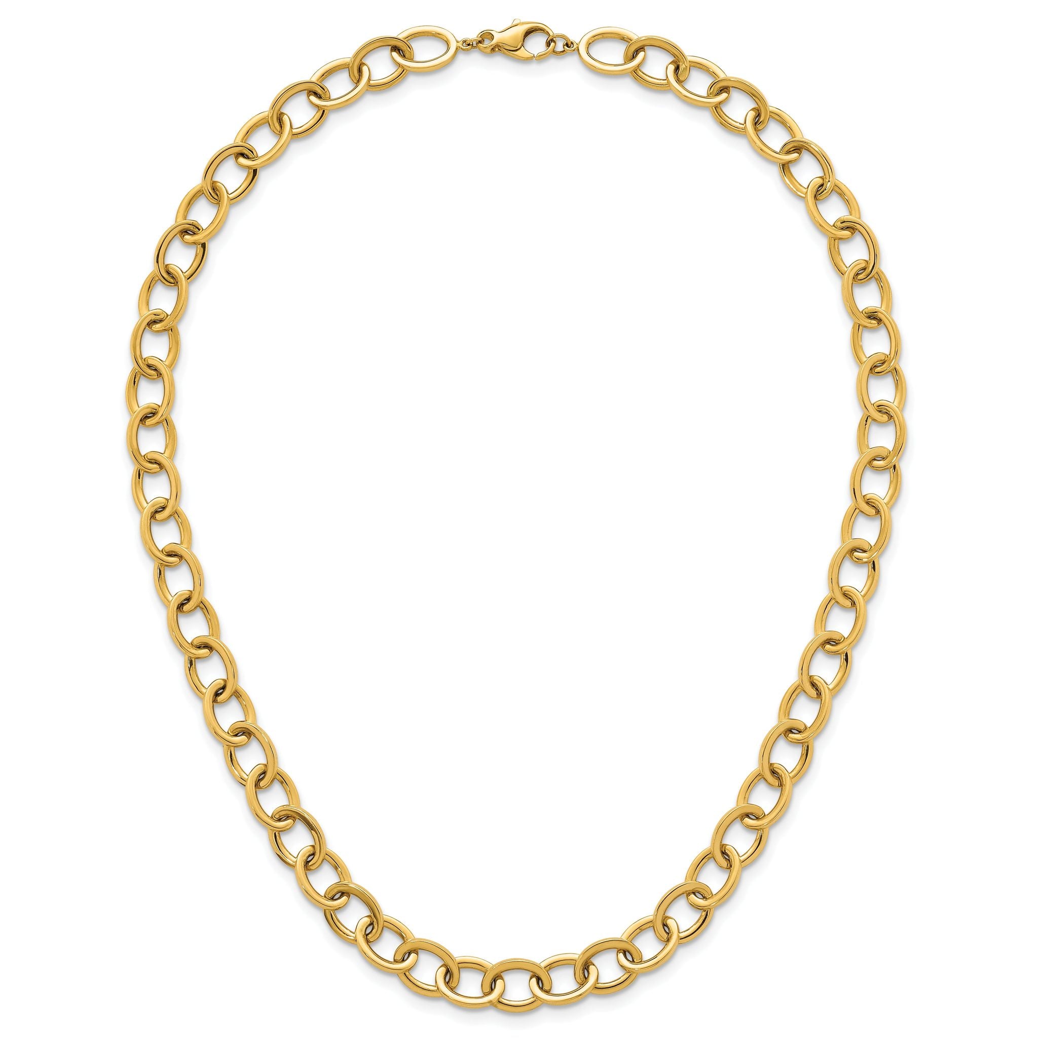14k Polished 9mm Round Cable Chain 18 inch Necklace