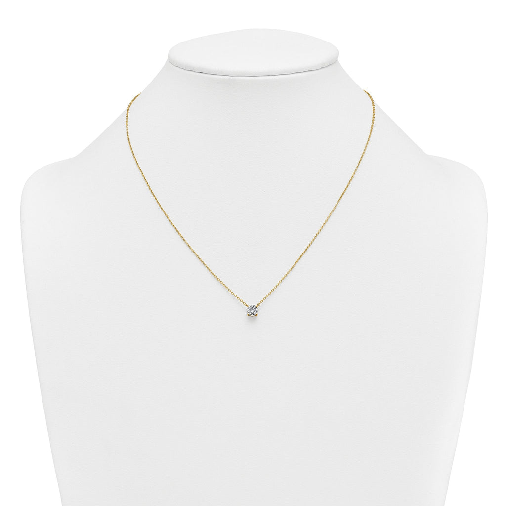 14k 3/4 carat Lab Grown Diamond VS+ F+ Round Complete Four Prong 18 inch Solitaire Necklace