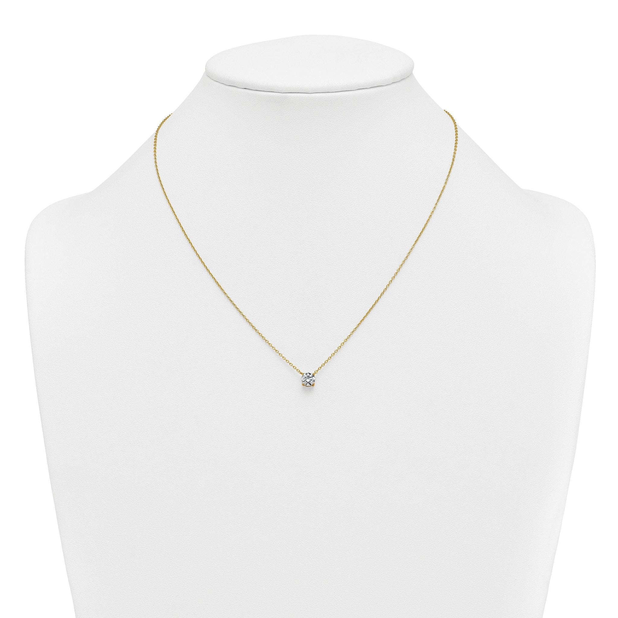 14k 3/4 carat Lab Grown Diamond VS+ F+ Round Complete Four Prong 18 inch Solitaire Necklace