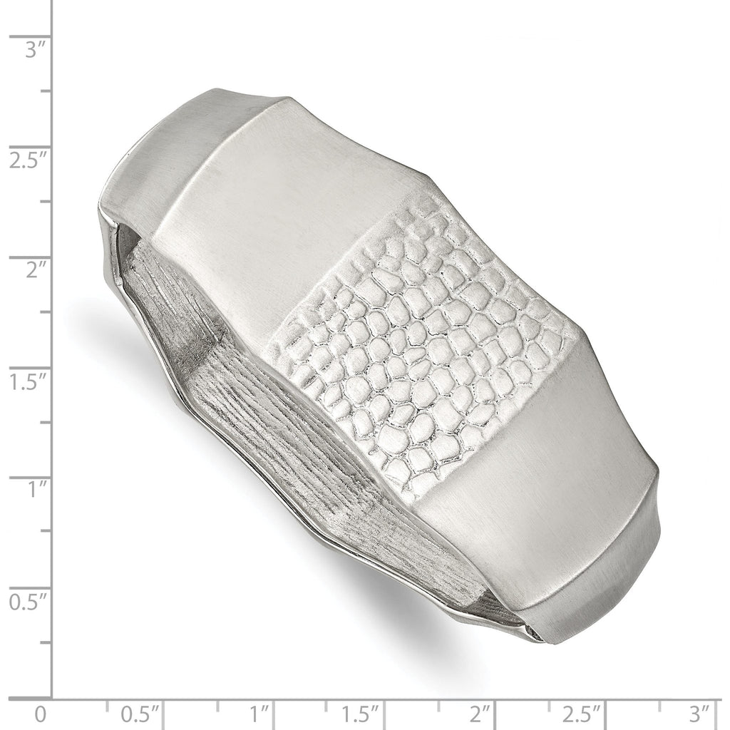 Stainless Steel Brushed and Textured Hinged Bangle Bracelet for Women
