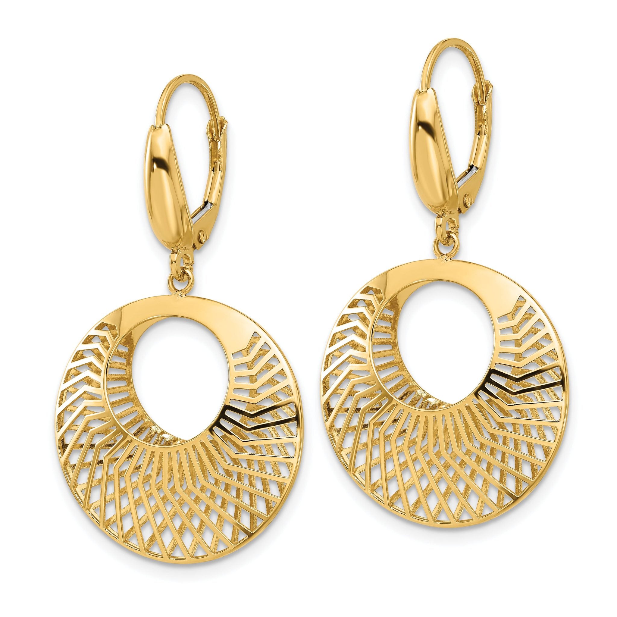 14K Polished Hollow Dangle Earrings