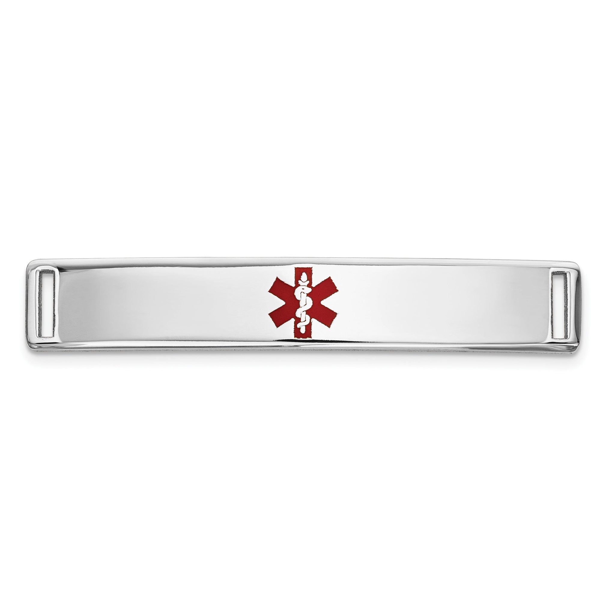 14K White Gold Engravable Medical Alert Bracelet with Red Enamel Main image