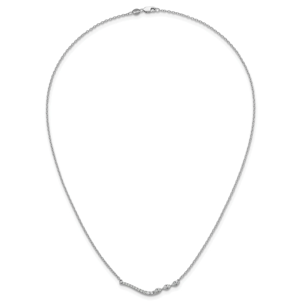 14k White Gold 1/3 carat Lab Grown Diamond VS+ F+ Complete 18 inch Fashion Bar Necklace