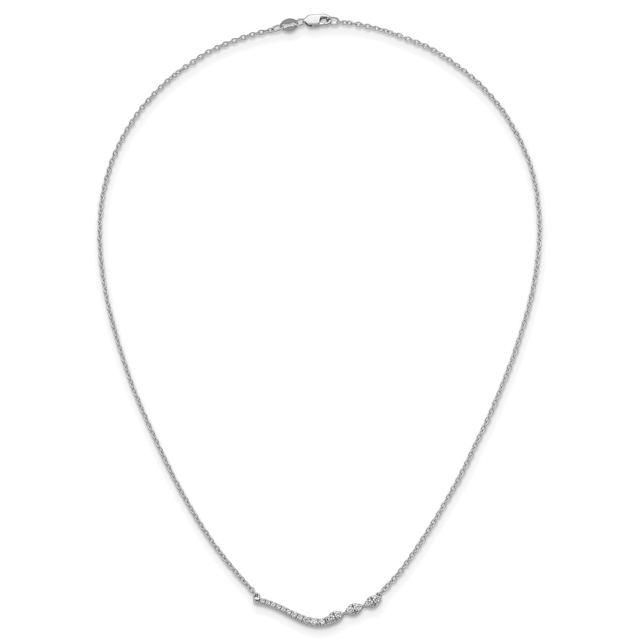 14k White Gold 1/3 carat Lab Grown Diamond VS+ F+ Complete 18 inch Fashion Bar Necklace