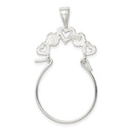 Sterling Silver 925 Heart Charm Holder with Anti-Tarnish Polished Finish