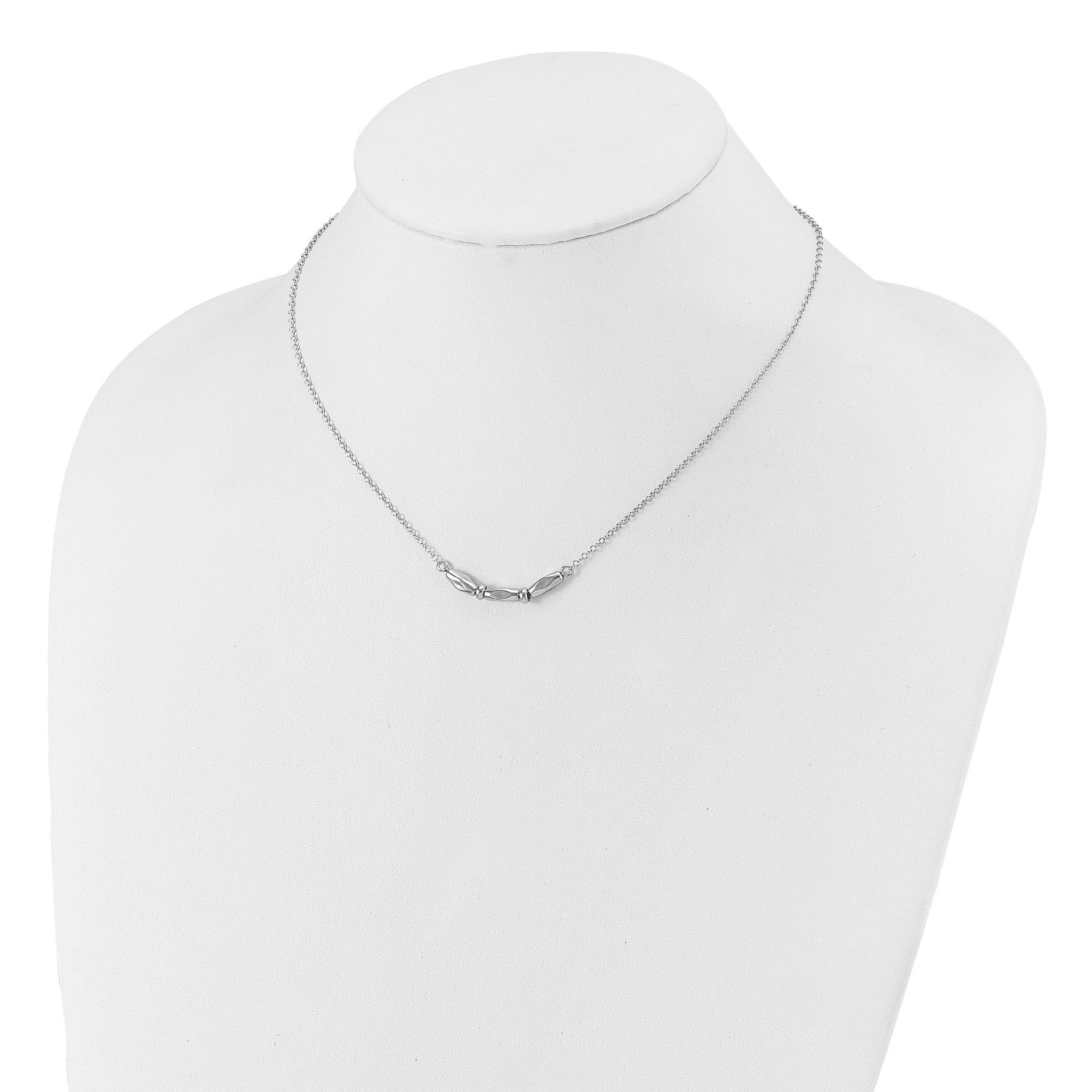 Sterling Silver RH-plated Polished Fancy w/1in ext. Necklace