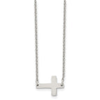 Sophia Jewelers Polished Stainless Steel Unisex Sideways Cross Necklace Gift Ready