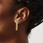 14K w/Rhodium Polished and D/C Link Dangle Post Earrings