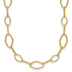 Sterling Silver Gold-tone pol. Fancy Link w/2in ext. Necklace