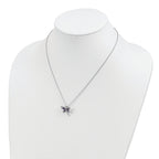 Amethyst, Iolite & Diamond Dragonfly Necklace in Sterling Silver
