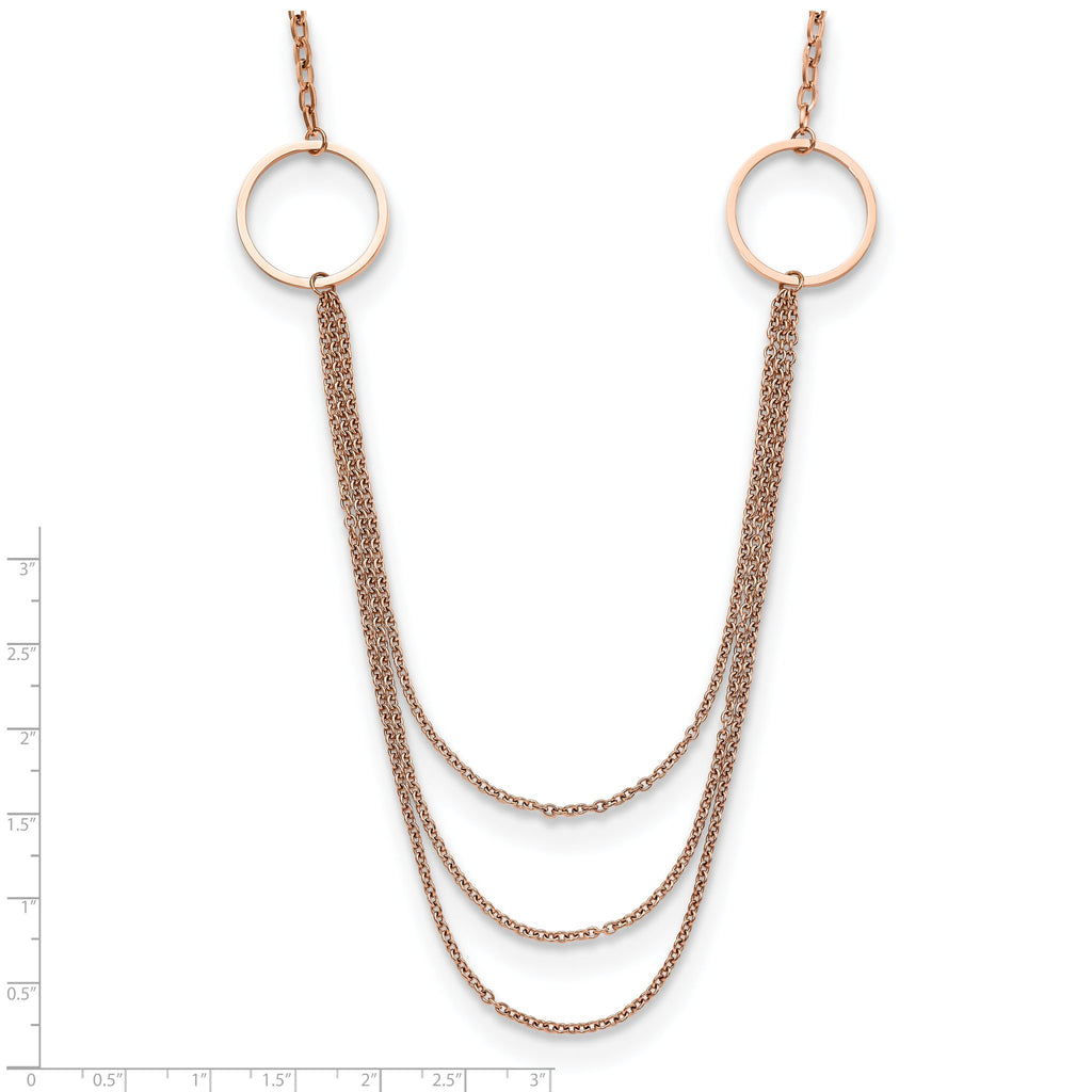 Chisel Stainless Steel Polished Rose IP-plated Multi Chain 35.5 inch Necklace