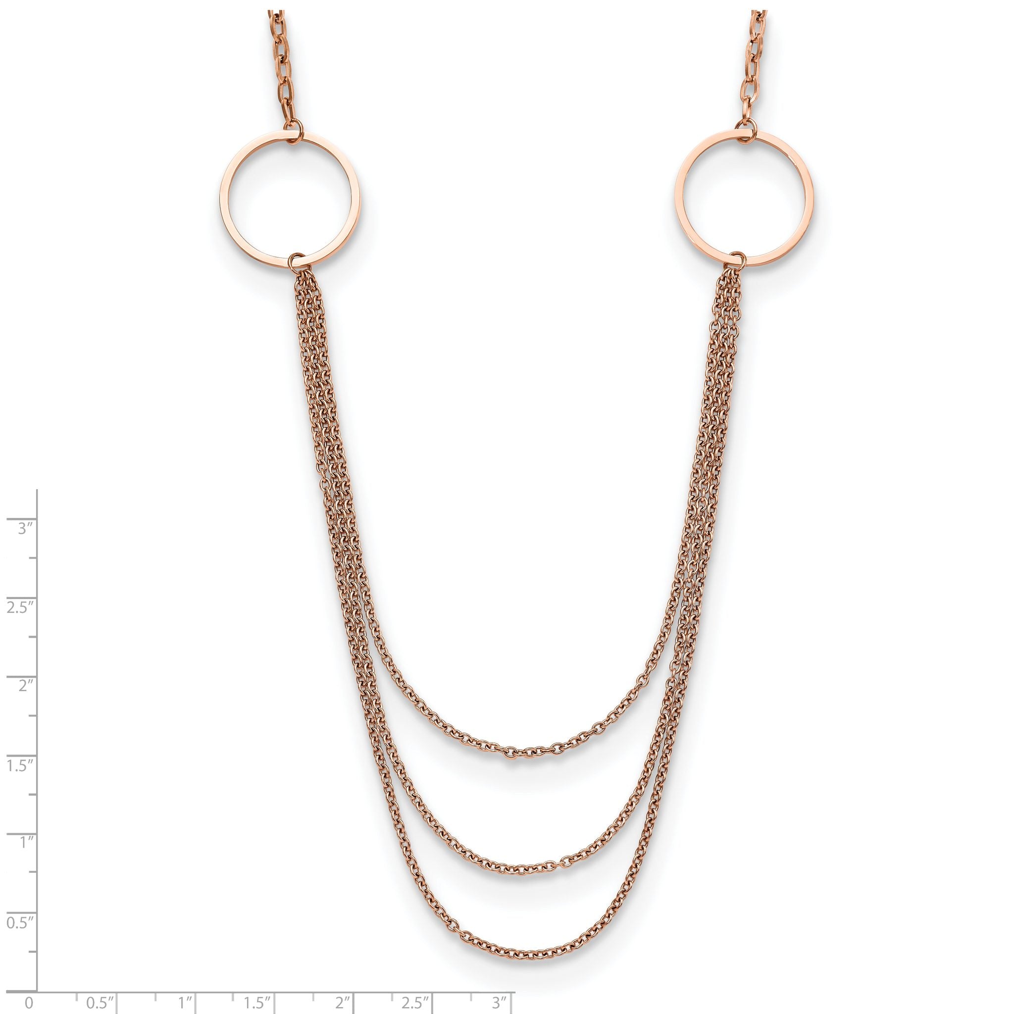 Chisel Stainless Steel Polished Rose IP-plated Multi Chain 35.5 inch Necklace