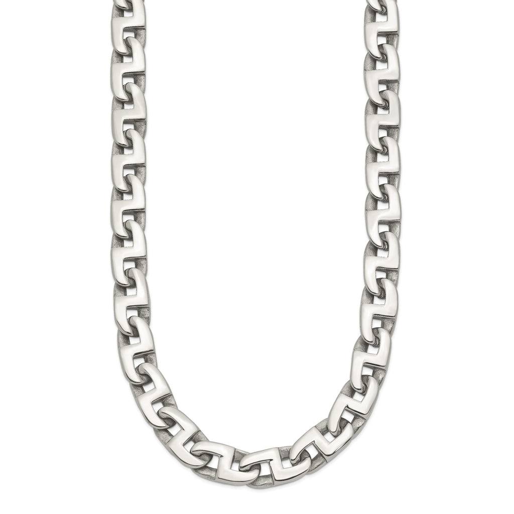 Sophia Jewelers Men's Polished Stainless Steel 24 Square Link Necklace