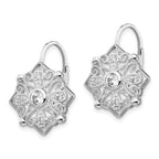 Cheryl M Sterling Silver Rhodium-plated Fancy Brilliant-cut CZ Leverback Earrings