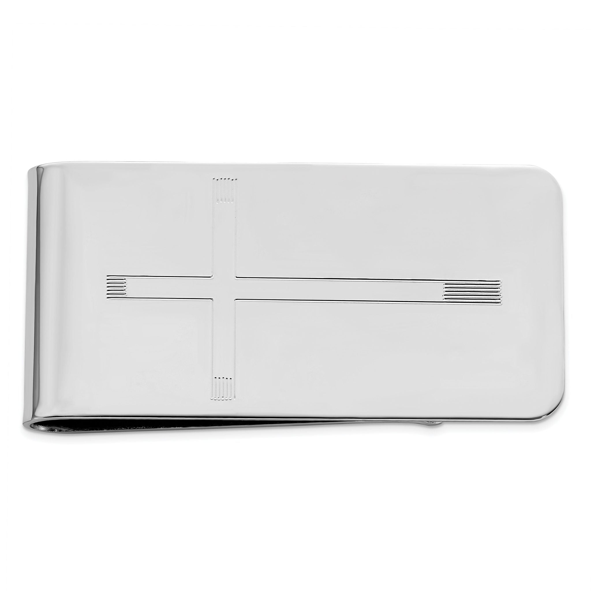 Rhodium-plated Kelly Waters Cross Engraveable Money Clip Main image