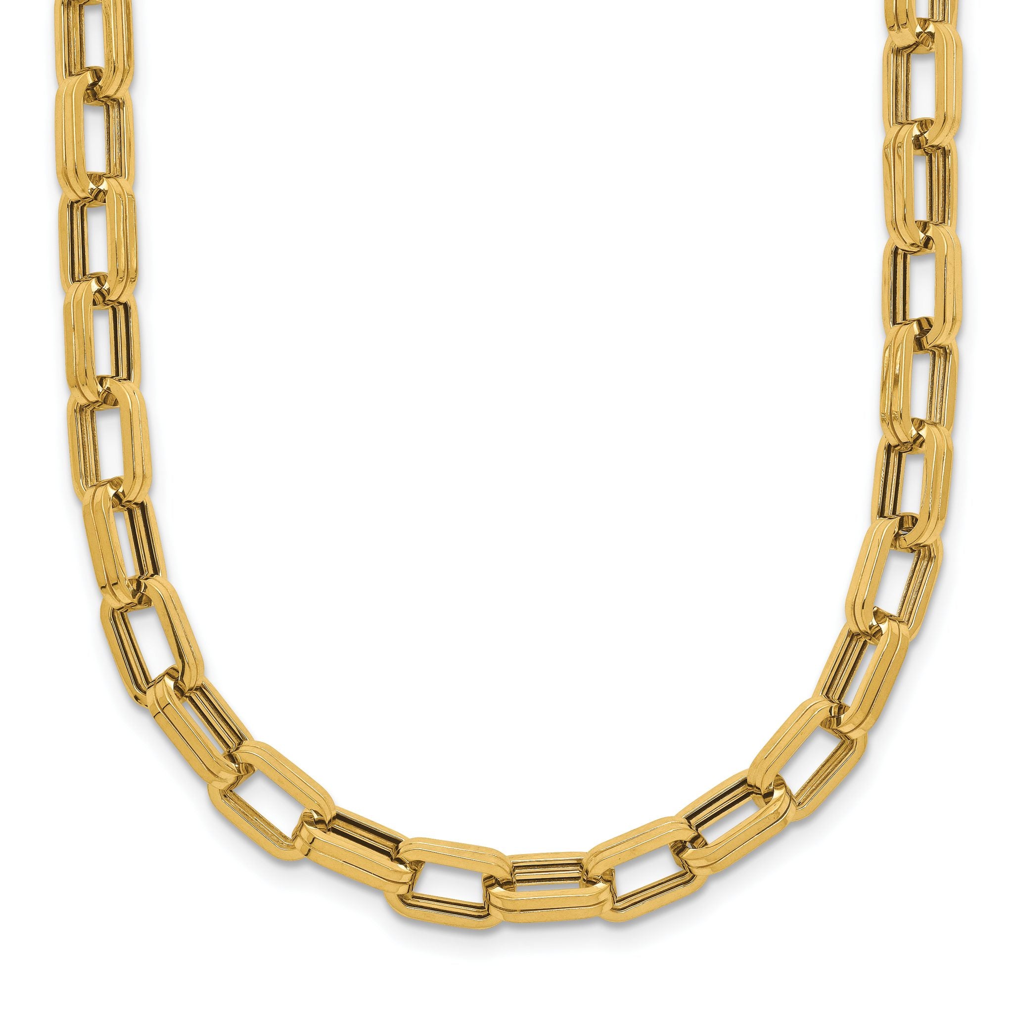 14K Polished 5.5mm Fancy Oval Link Necklace Main image