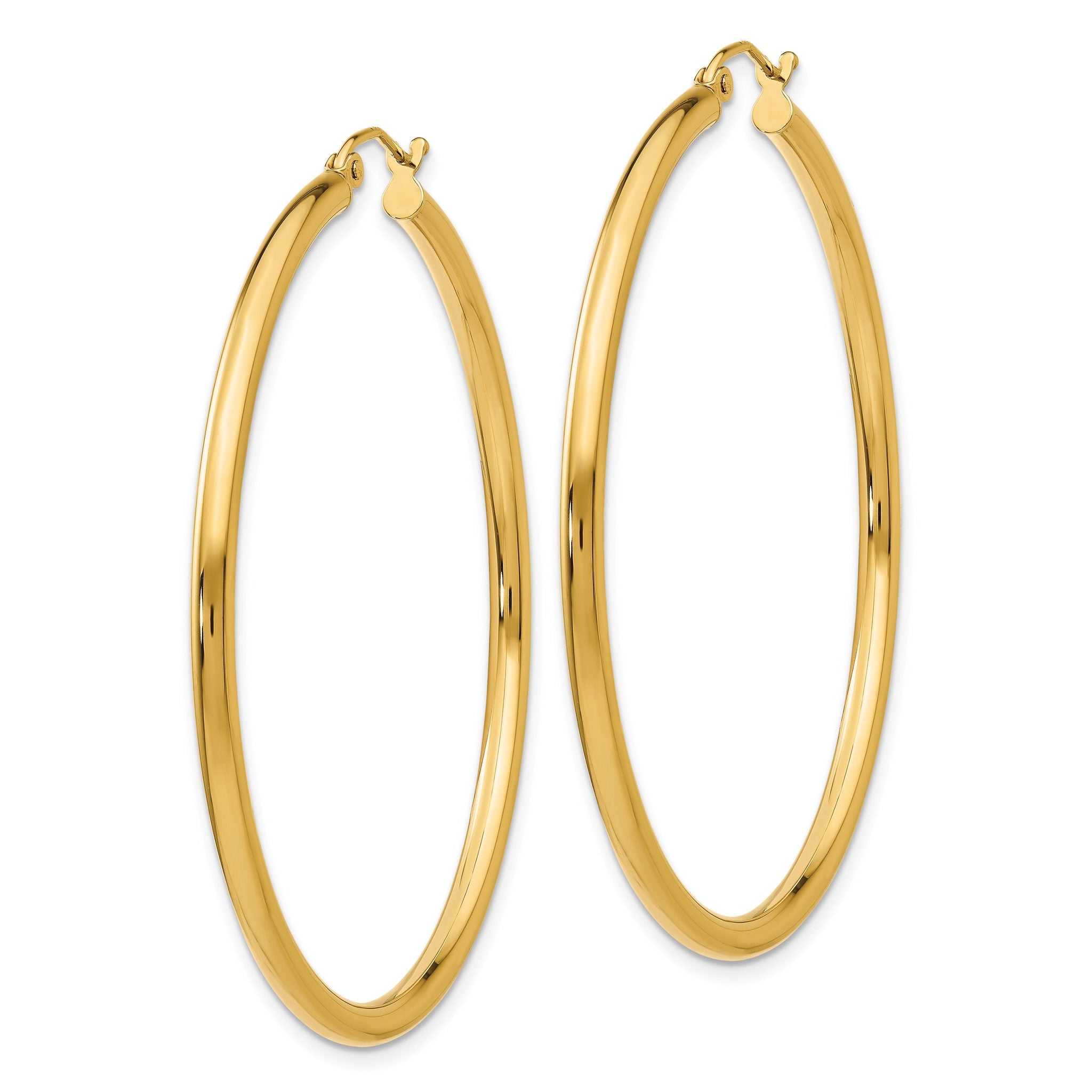 10K Polished 2.5mm Lightweight Tube Hoop Earrings Secondary image