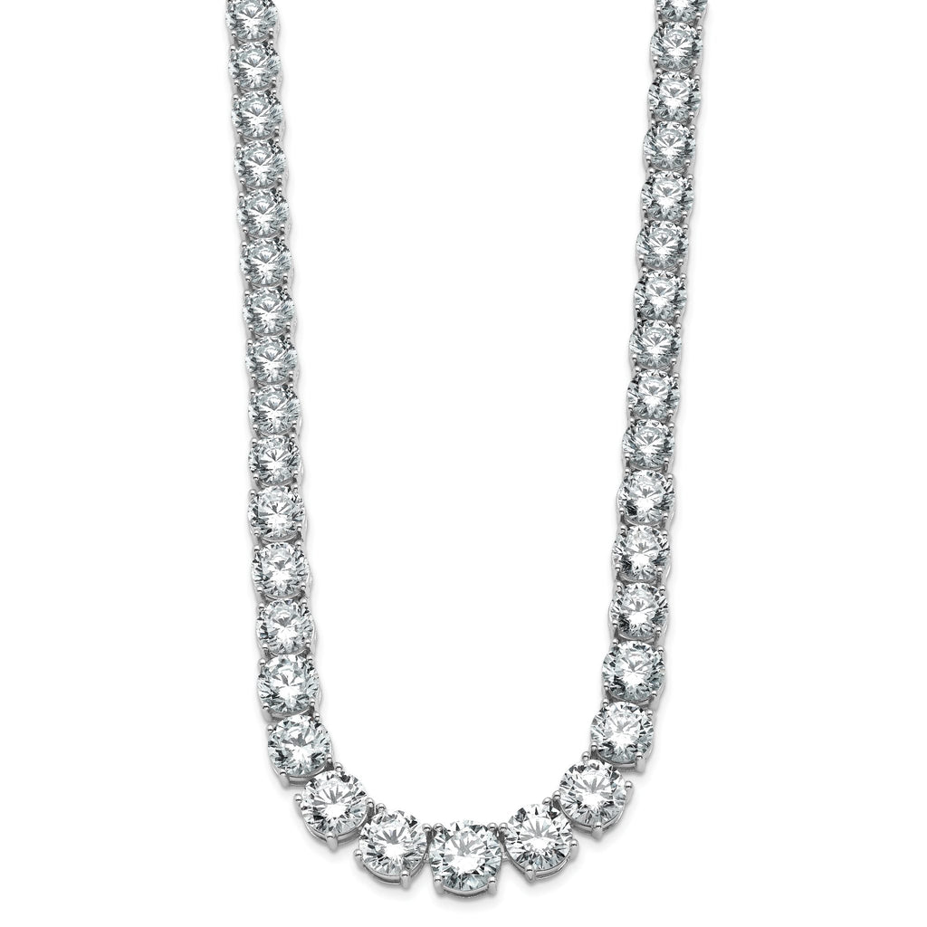14k White Gold 72 3/8 carat Lab Grown Diamond VS+ F+ Complete Round 20 inch Graduated Tennis Necklace