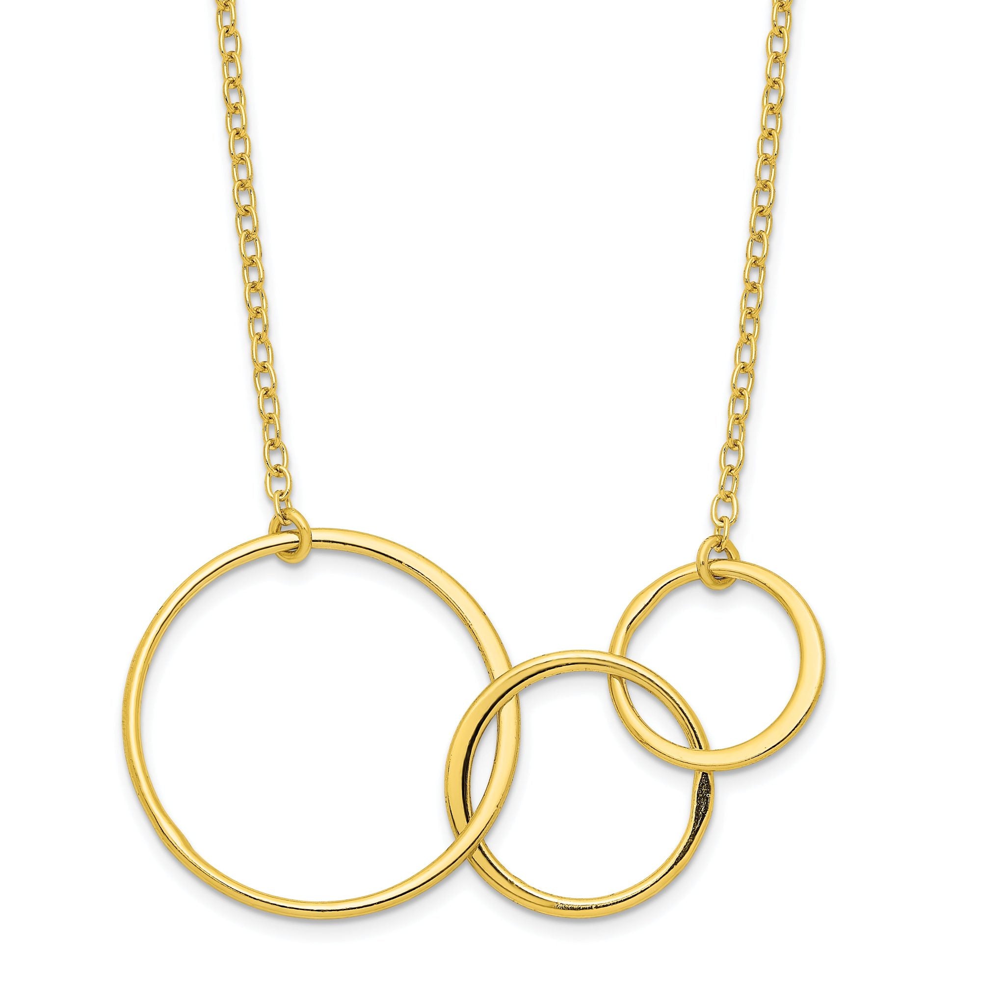 Sterling Silver Gold-tone 3 Intertwined Circles w/2 in ext. Necklace Main image