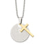 Chisel Stainless Steel Brushedand Polished Yellow IP-plated 2 Piece Lords Prayer Cross on a 20 inch Ball Chain Necklace