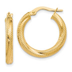 10K Textured Hinged Hoop Earrings