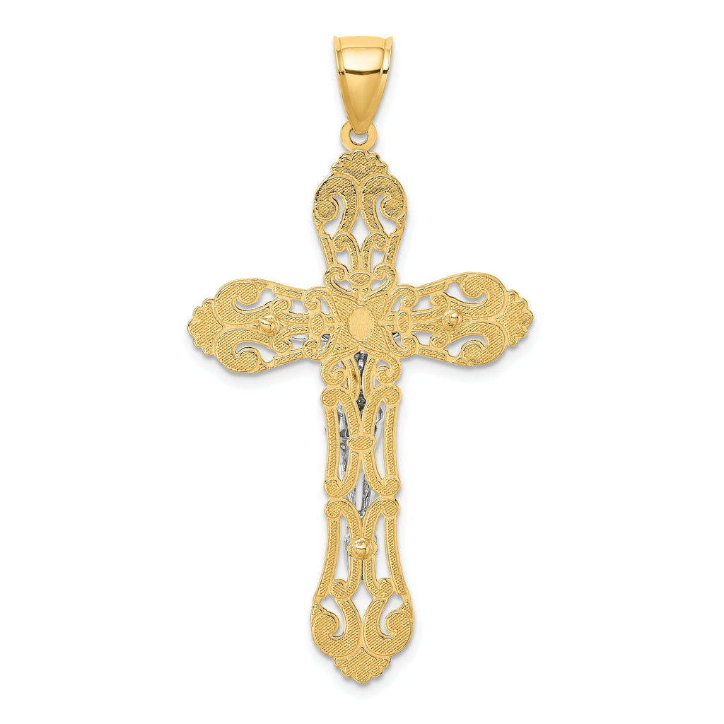 10K W/ Rhodium Crucifix Charm