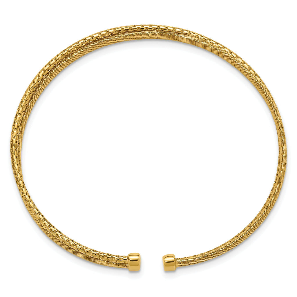 Sterling Silver Gold-plated Polished/Satin/Textured Flexible Cuff