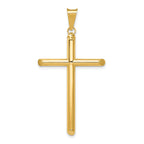 14K Gold Polished Cross Pendant with 3D Tube Design