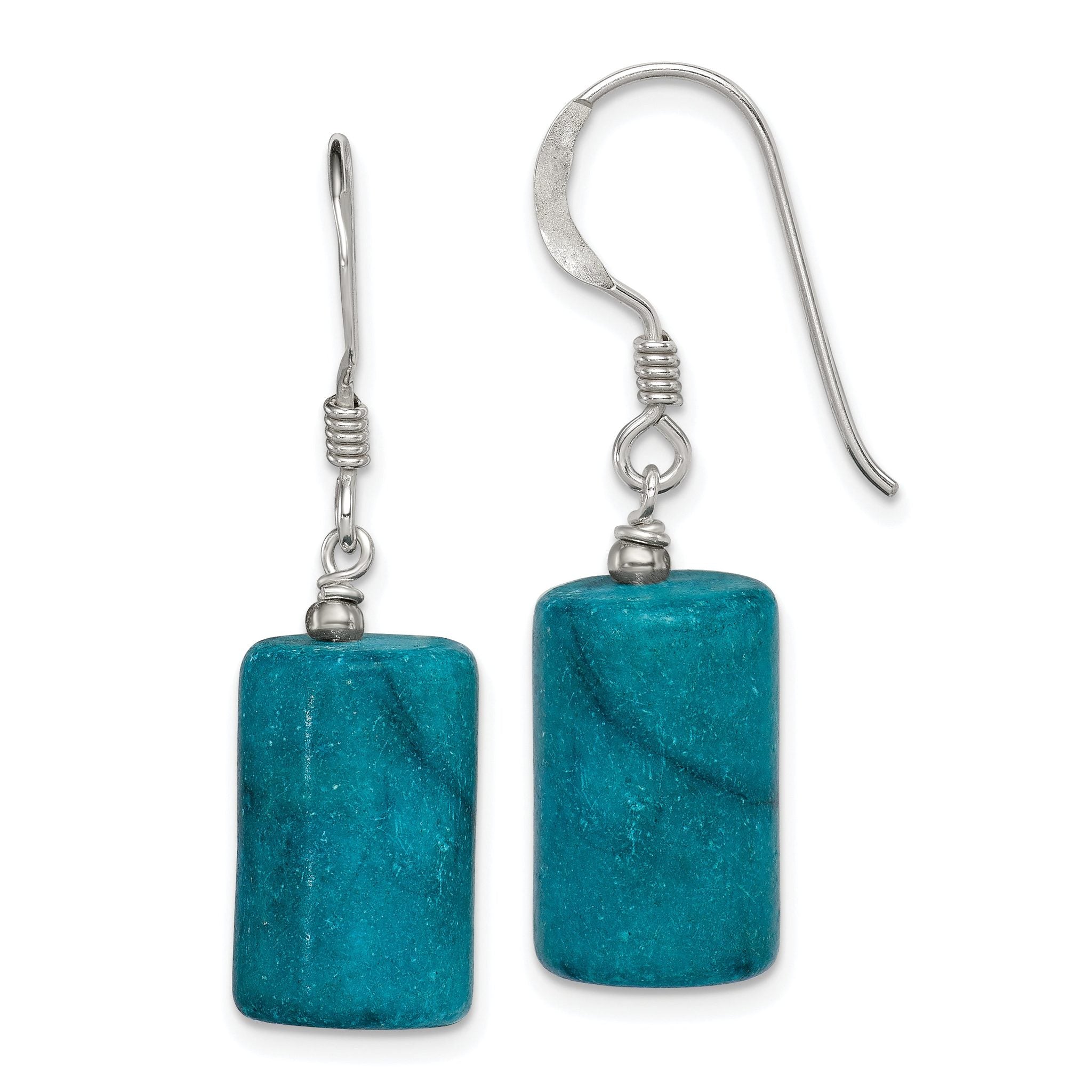 Sterling Silver Polished Blue Jasper Rectangle Dangle Earrings Main image