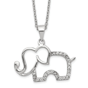 Cheryl Cubic Zirconia Elephant Necklace in Sterling Silver, 18.2 Inch - Sophia Jewelers