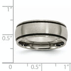 Brushed Wedding Band in Titanium with Black Rubber Inlay, 8mm
