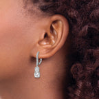 Cheryl M Sterling Silver Rhodium-plated Polished Fancy CZ Leverback Dangle Earrings