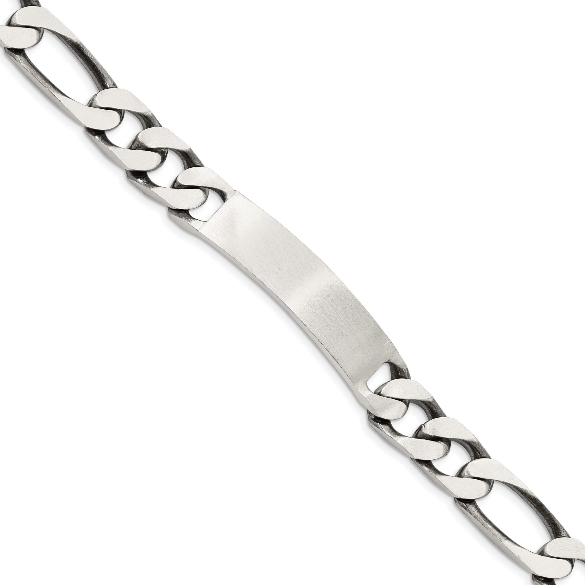 Sterling Silver 8.5inch Engraveable Antiqued Figaro Link ID Bracelet Main image