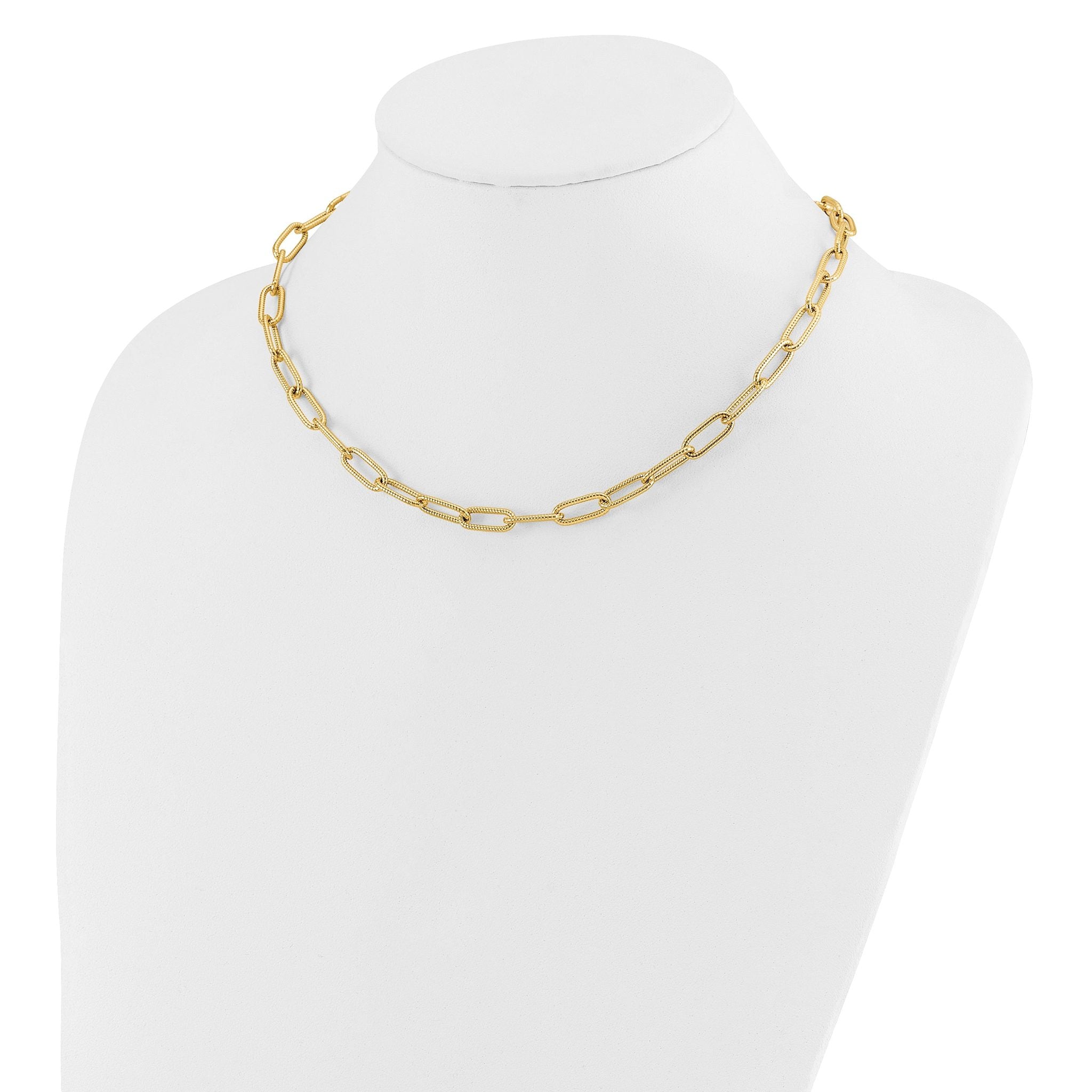 14k Polished Textured Oval Link Necklace Secondary image